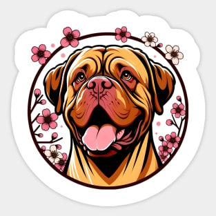 Dogue de Bordeaux Welcomes Spring with Cherry Blossoms Sticker